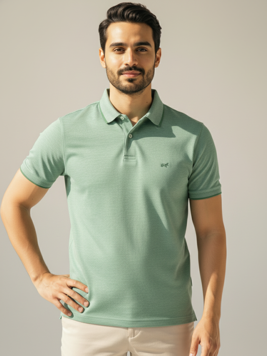 Textured Polo Pastel Green Shirt