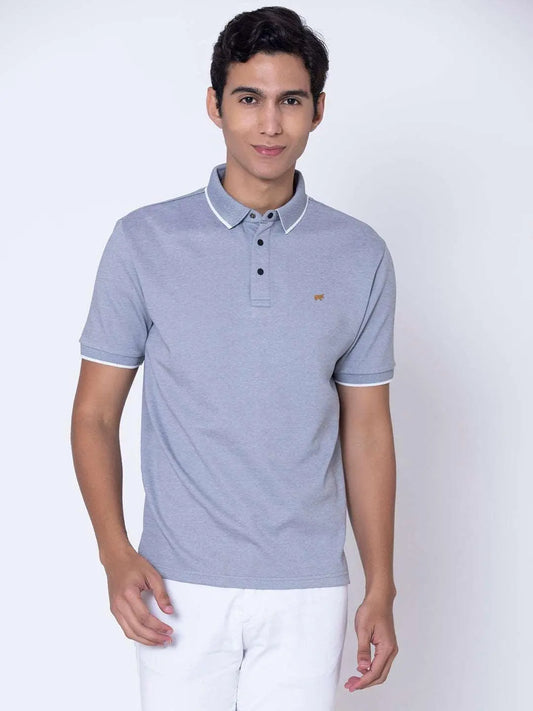 Textured Polo Argent Blue Shirt