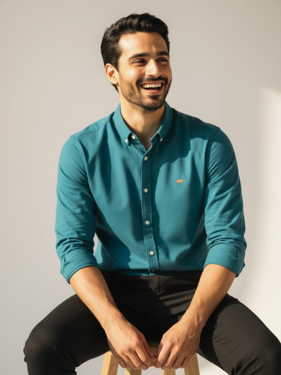 Teal Button-Down Shirt