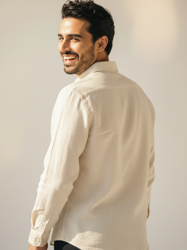 Beige Casual Button Down Shirt - Braclo