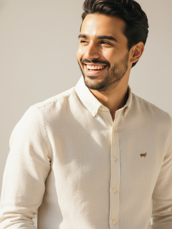 Beige Casual Button Down Shirt - Braclo