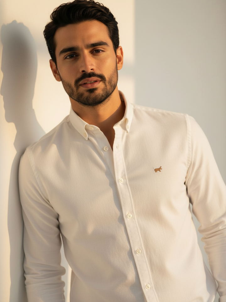 Beige Casual Button Down Shirt - Braclo