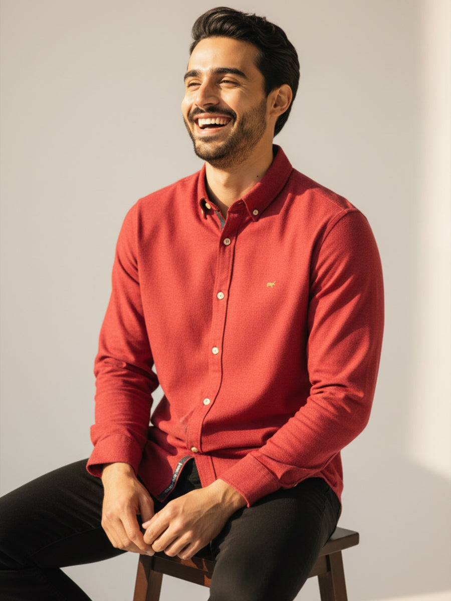 Red Button-Down Shirt