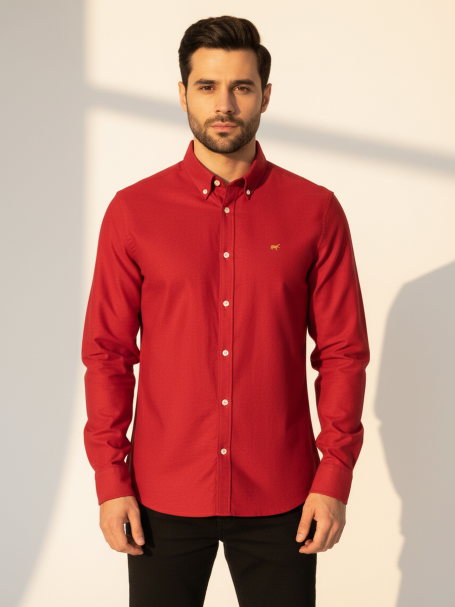 Red Button-Down Shirt