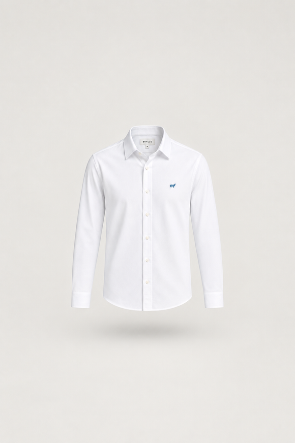 White Casual Blue Emblem Shirt