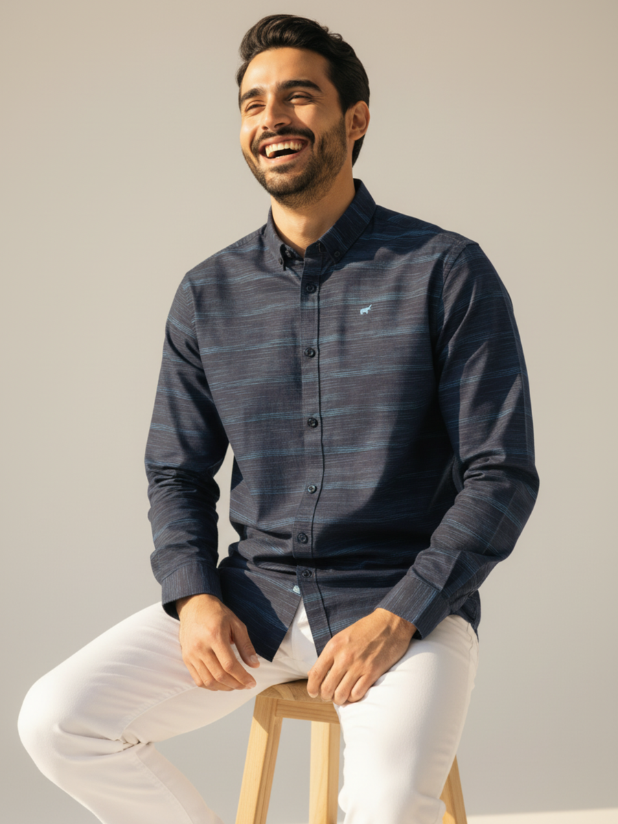 Navy Textured Shirt