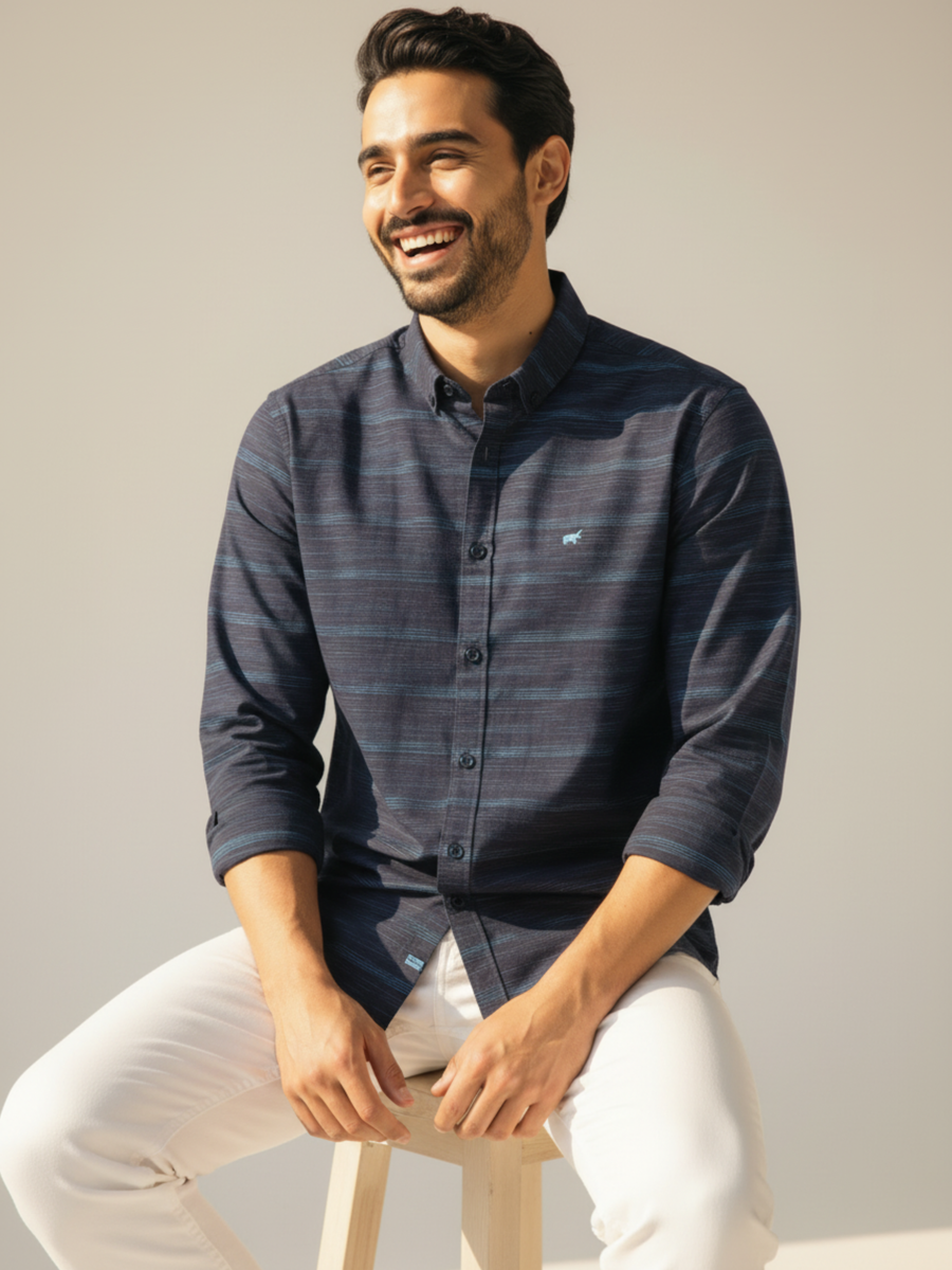 Navy Textured Shirt