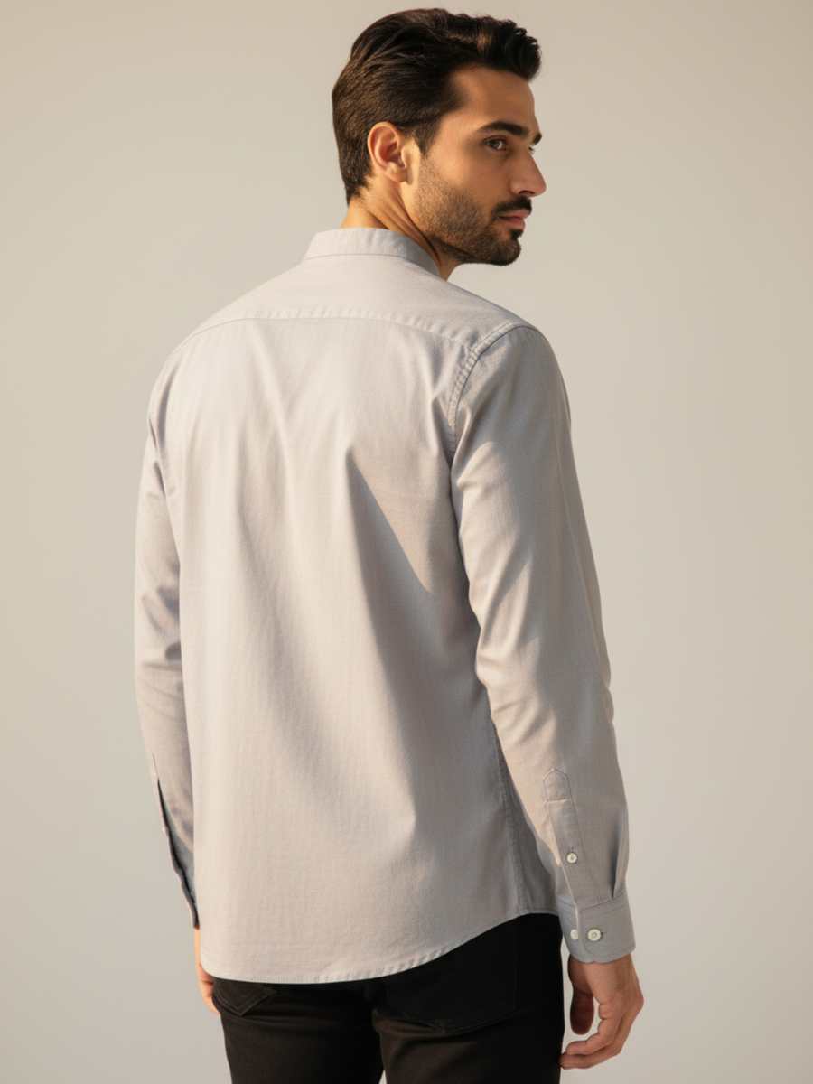 Light Grey Mandarin Collar Shirt