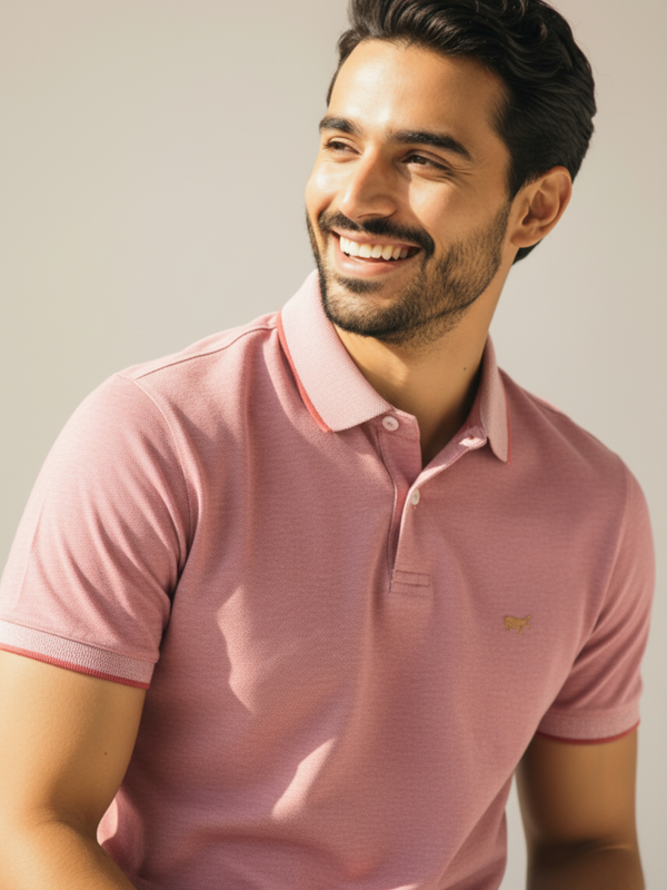 Textured Polo Plum Pink Shirt - Braclo