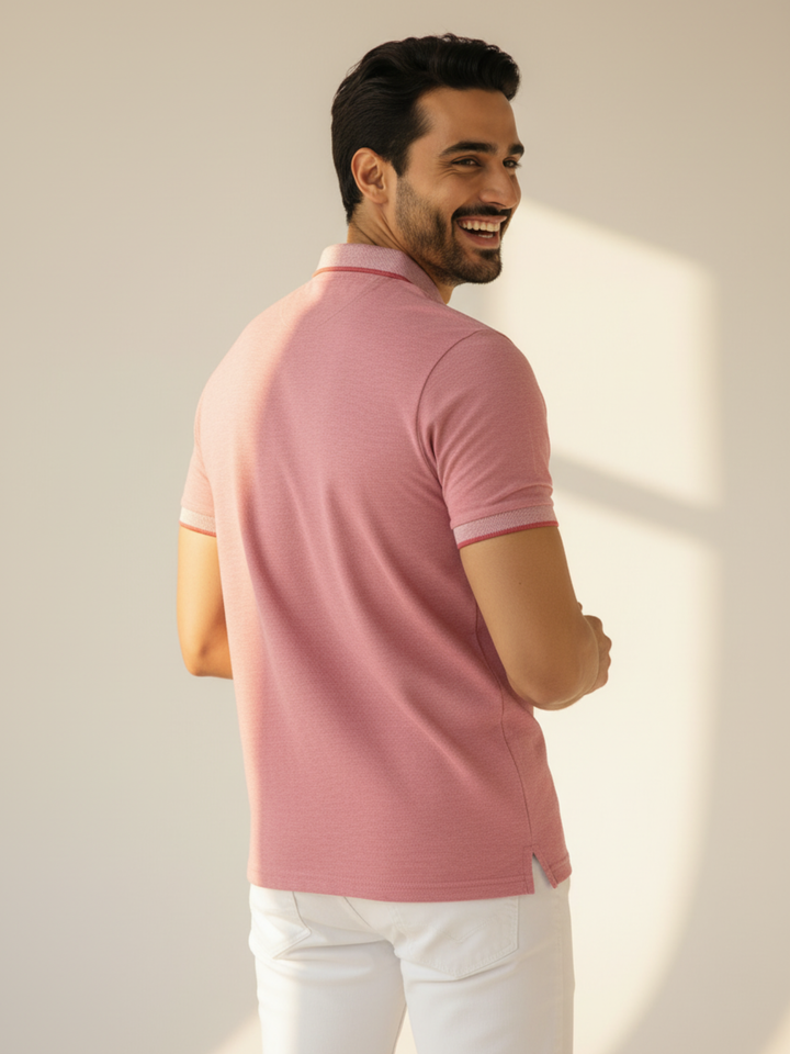 Textured Polo Plum Pink Shirt - Braclo