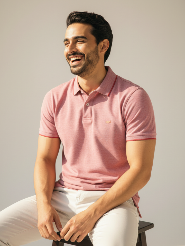 Textured Polo Plum Pink Shirt - Braclo