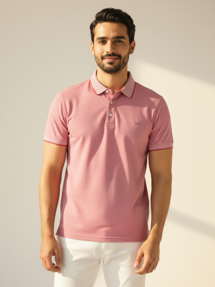 Textured Polo Plum Pink Shirt - Braclo