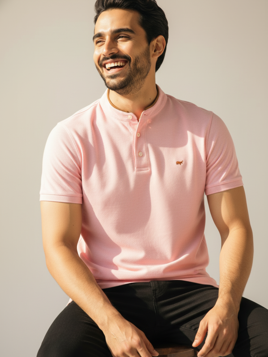 Pink Henley Shirt