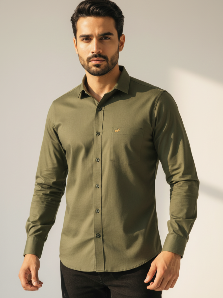 Olive Button-Down Shirt