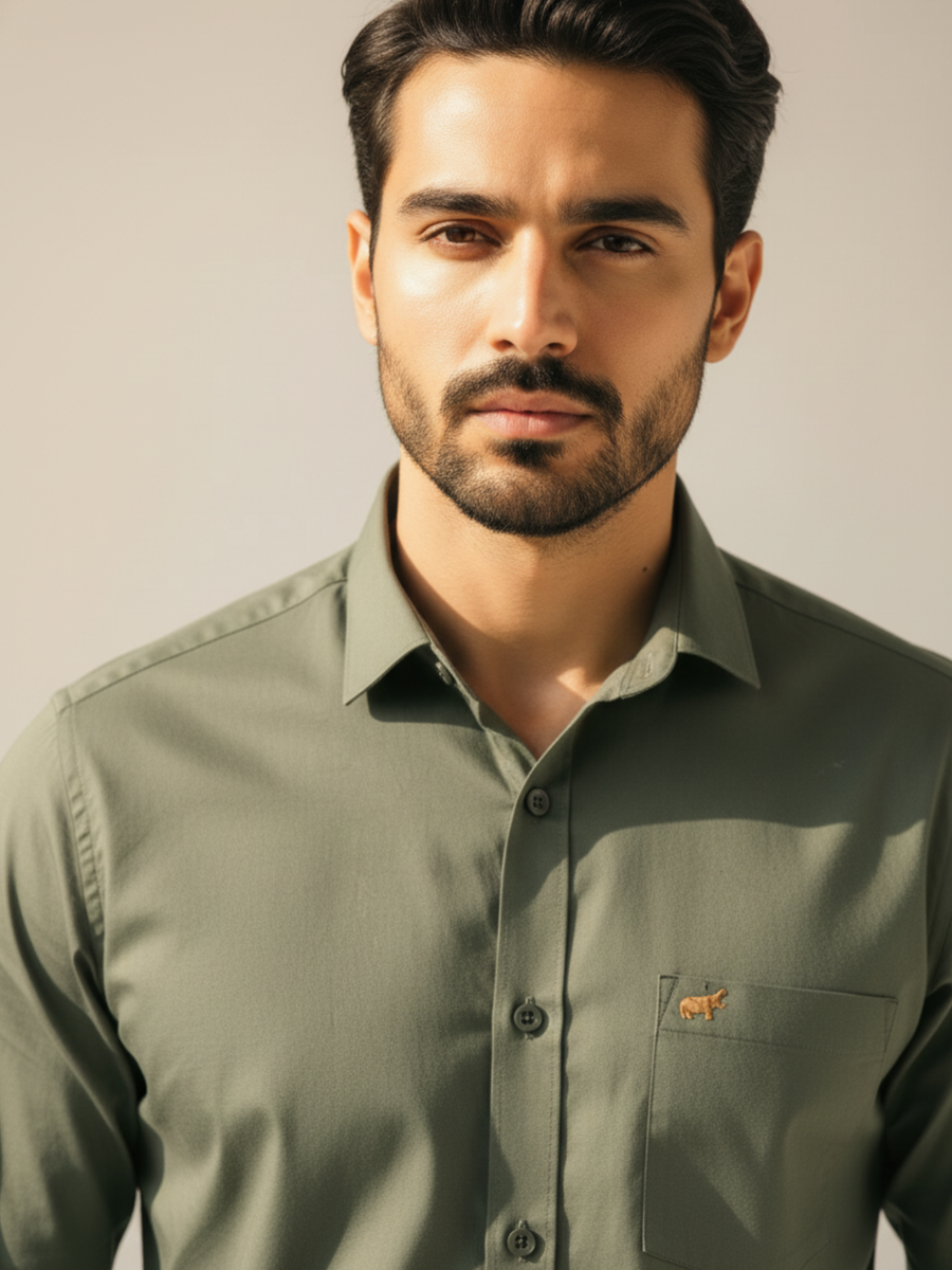 Olive Button-Down Shirt