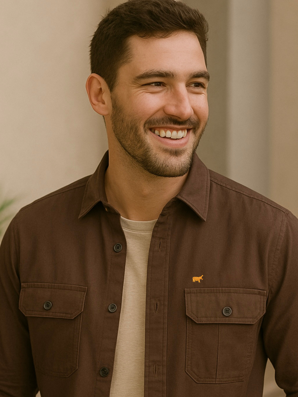 Brown Double Pocket Casual Shirt