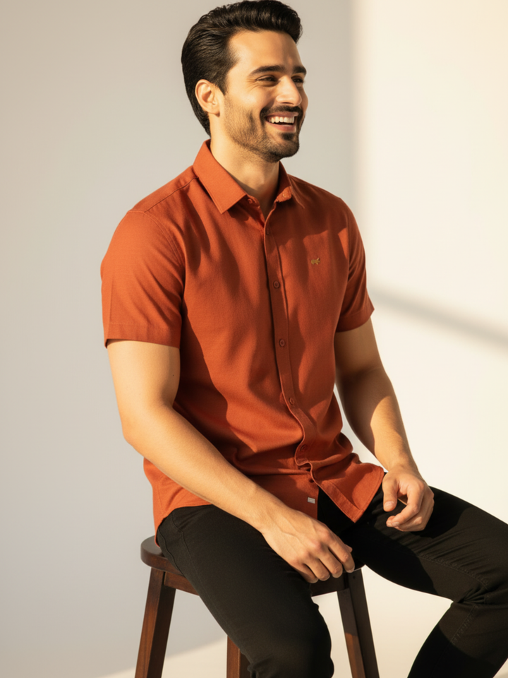 Rust Half Sleeve Shirt - Braclo