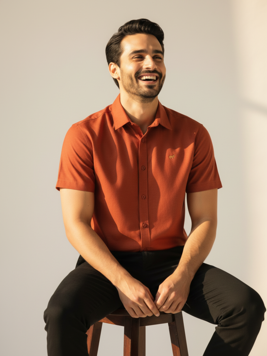 Rust Half-Sleeve Shirt