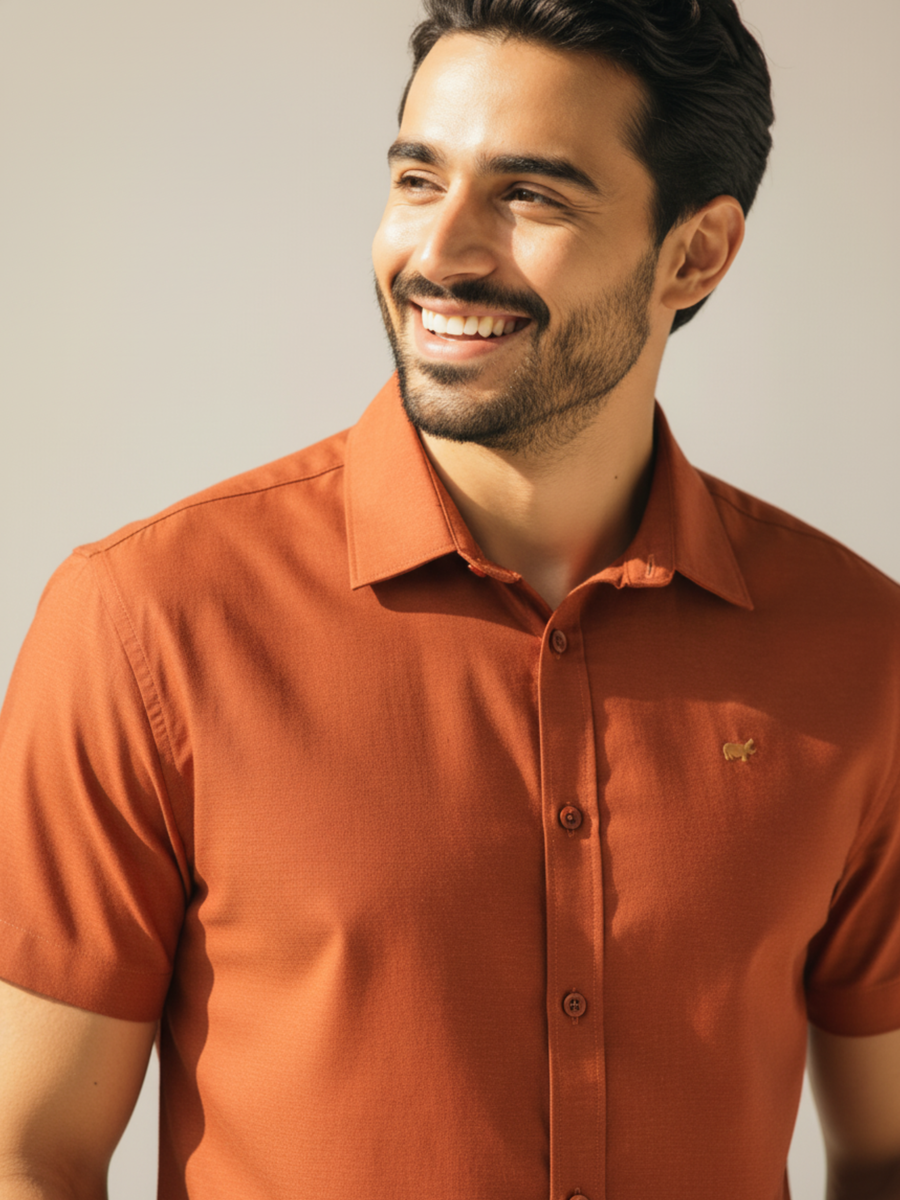 Rust Half-Sleeve Shirt