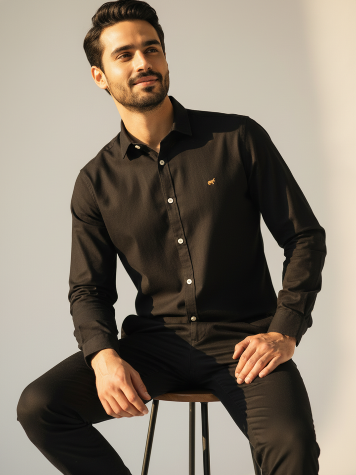 Black Button Down Casual Shirt - Braclo