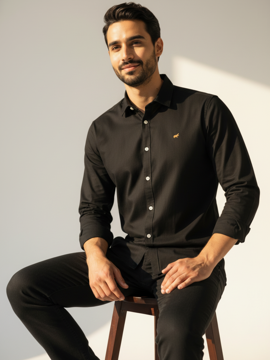 Black Button-Down Shirt