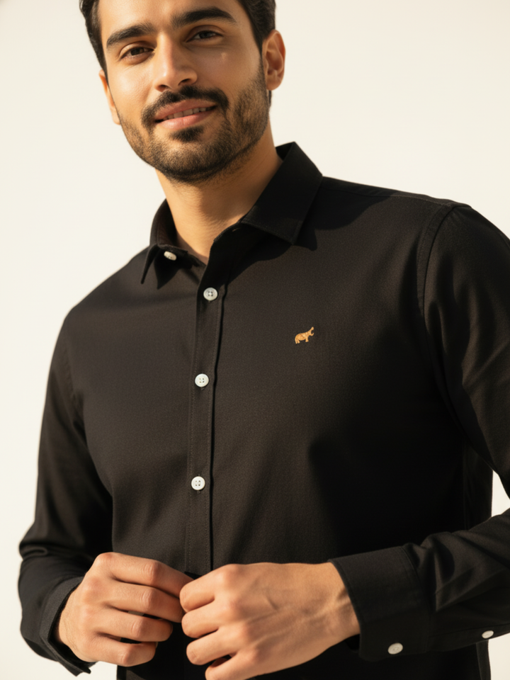 Black Button Down Casual Shirt - Braclo