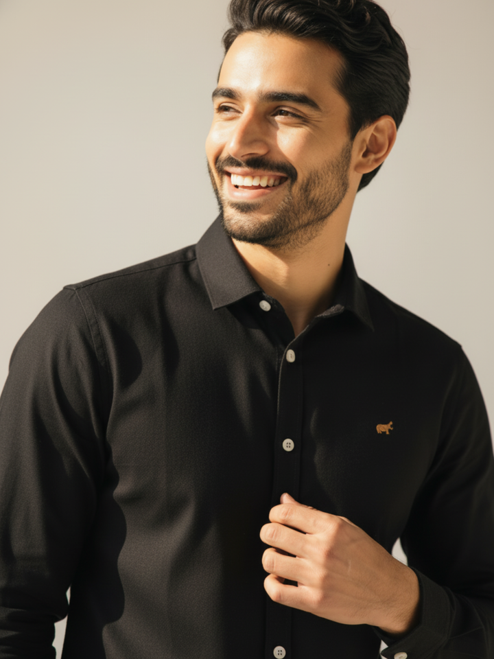 Black Button Down Casual Shirt - Braclo