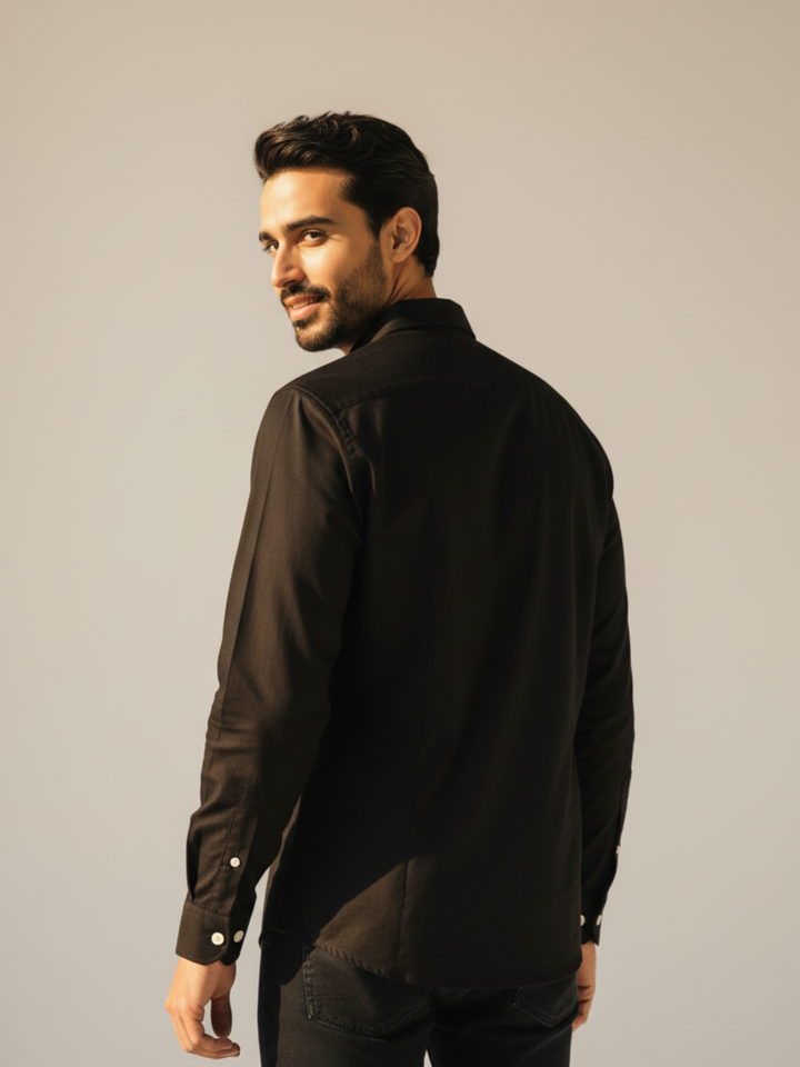 Black Button Down Casual Shirt - Braclo