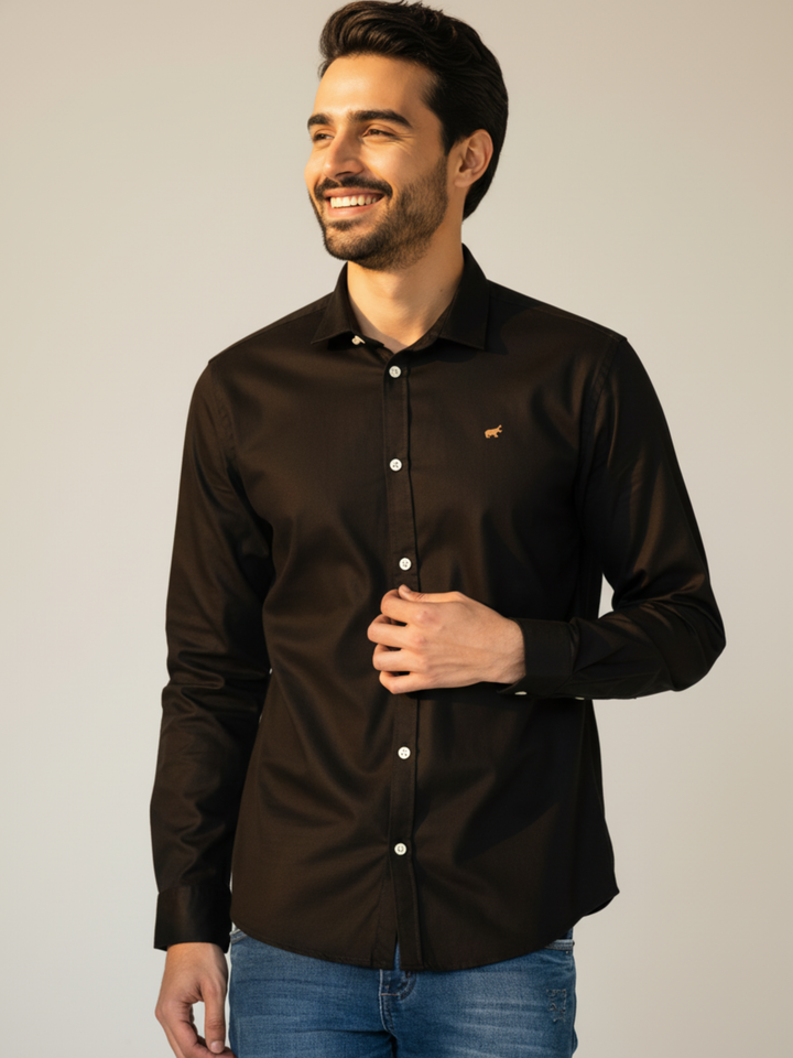 Black Button Down Casual Shirt - Braclo