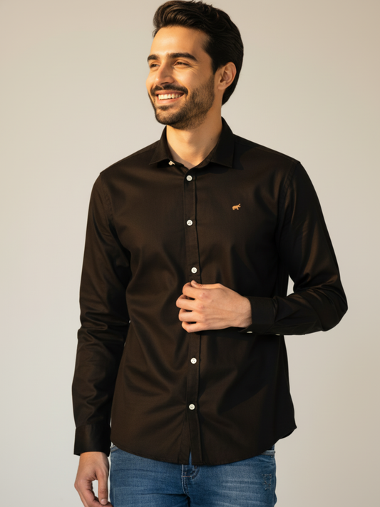 Black Button Down Casual Shirt - Braclo