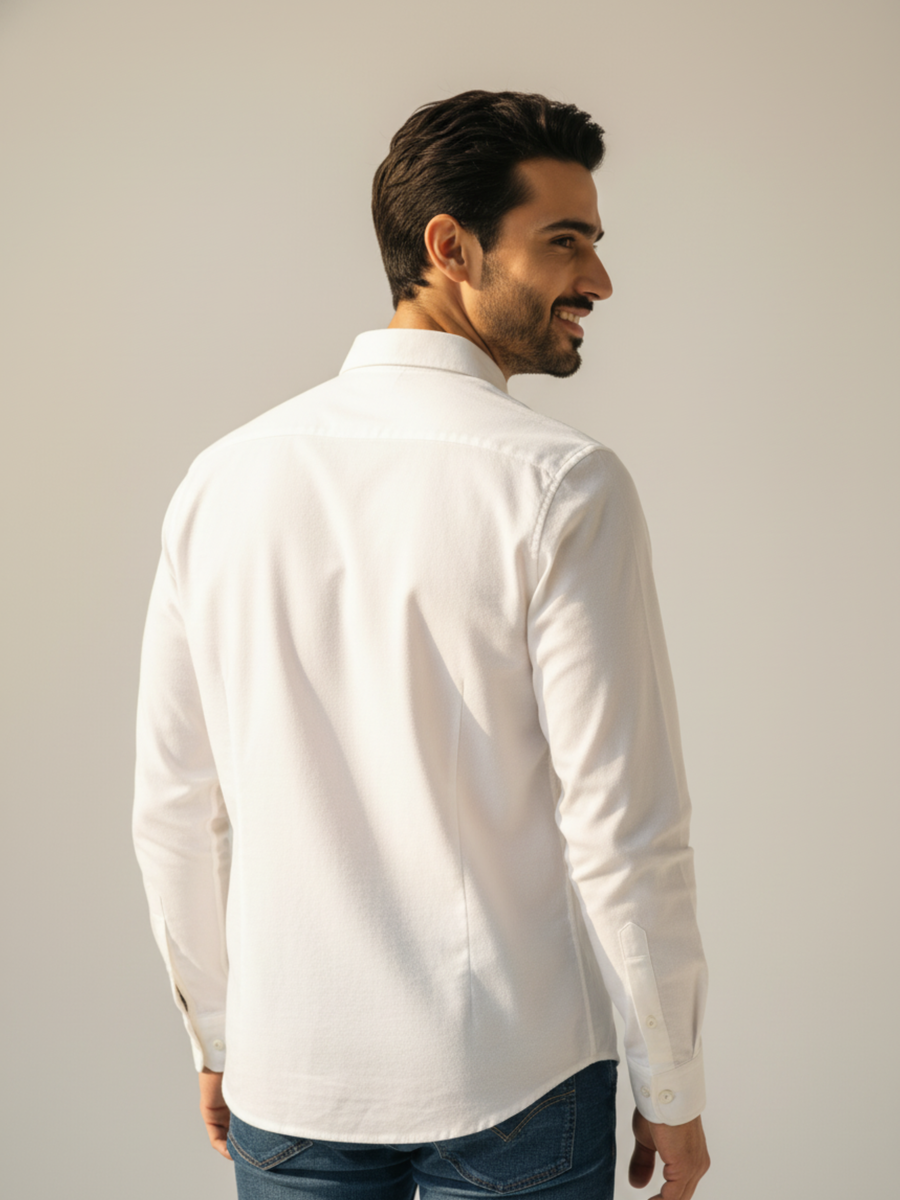 White Mandarin Collar Shirt