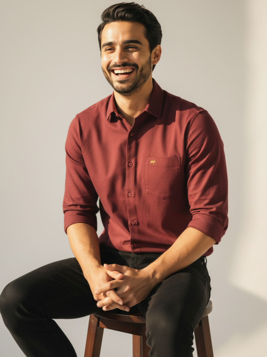 Maroon Button-Down Shirt