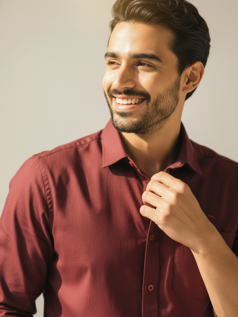 Maroon Button-Down Shirt
