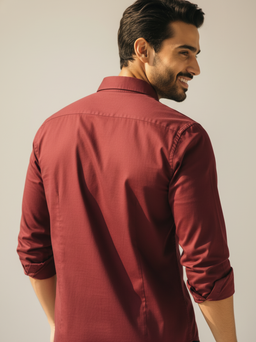 Maroon Button-Down Shirt