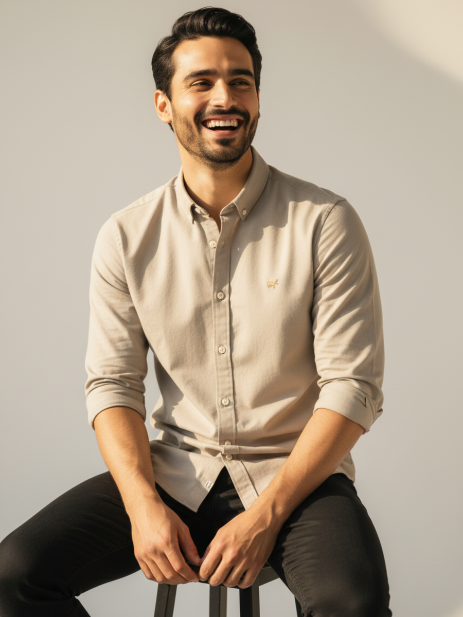 Khaki Button-Down Shirt