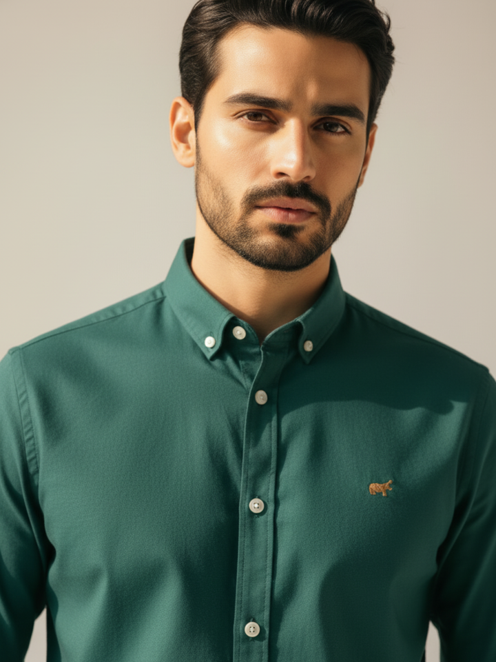Teal Green Button Down Casual Shirt - Braclo