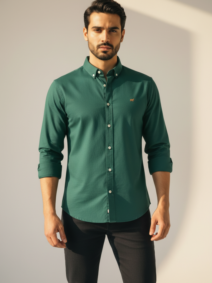 Teal Green Button Down Casual Shirt - Braclo