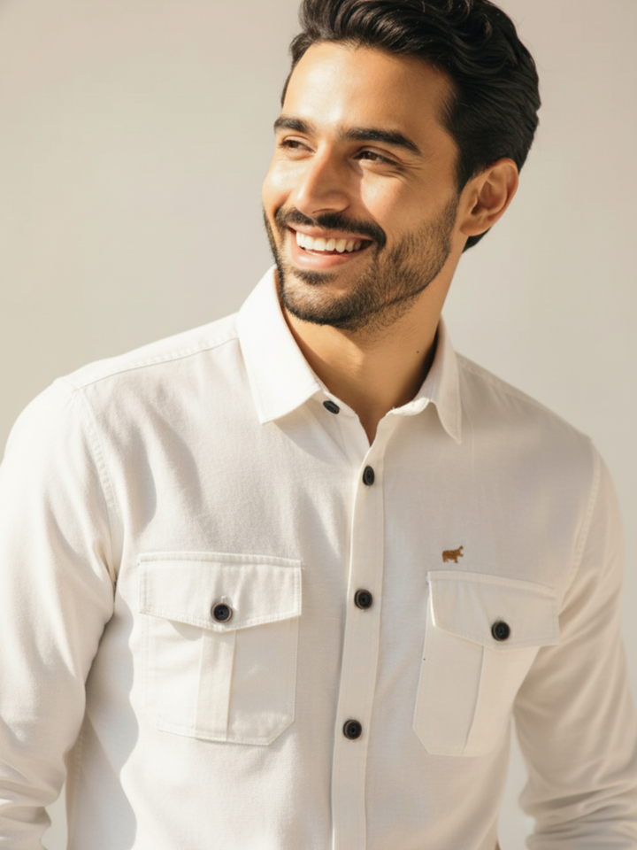 Ivory Double Pocket Casual Shirt - Braclo