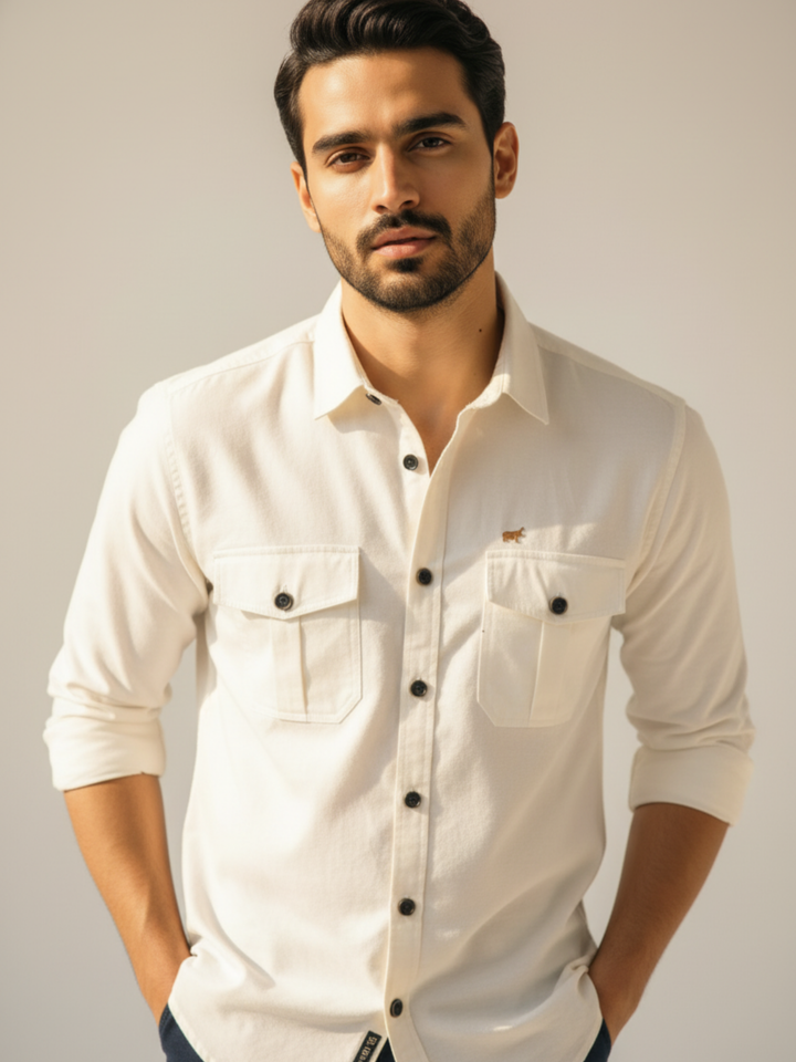 Ivory Double Pocket Casual Shirt - Braclo