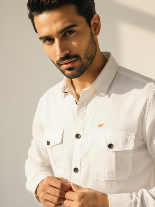 Ivory Double Pocket Casual Shirt - Braclo