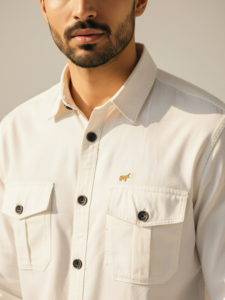 Ivory Double Pocket Casual Shirt - Braclo