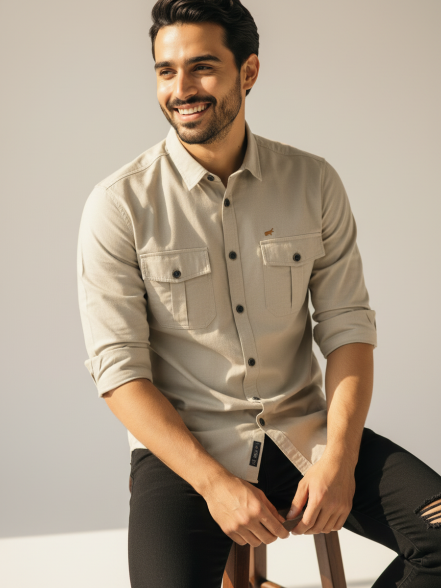 Camel Double Pocket Shirt