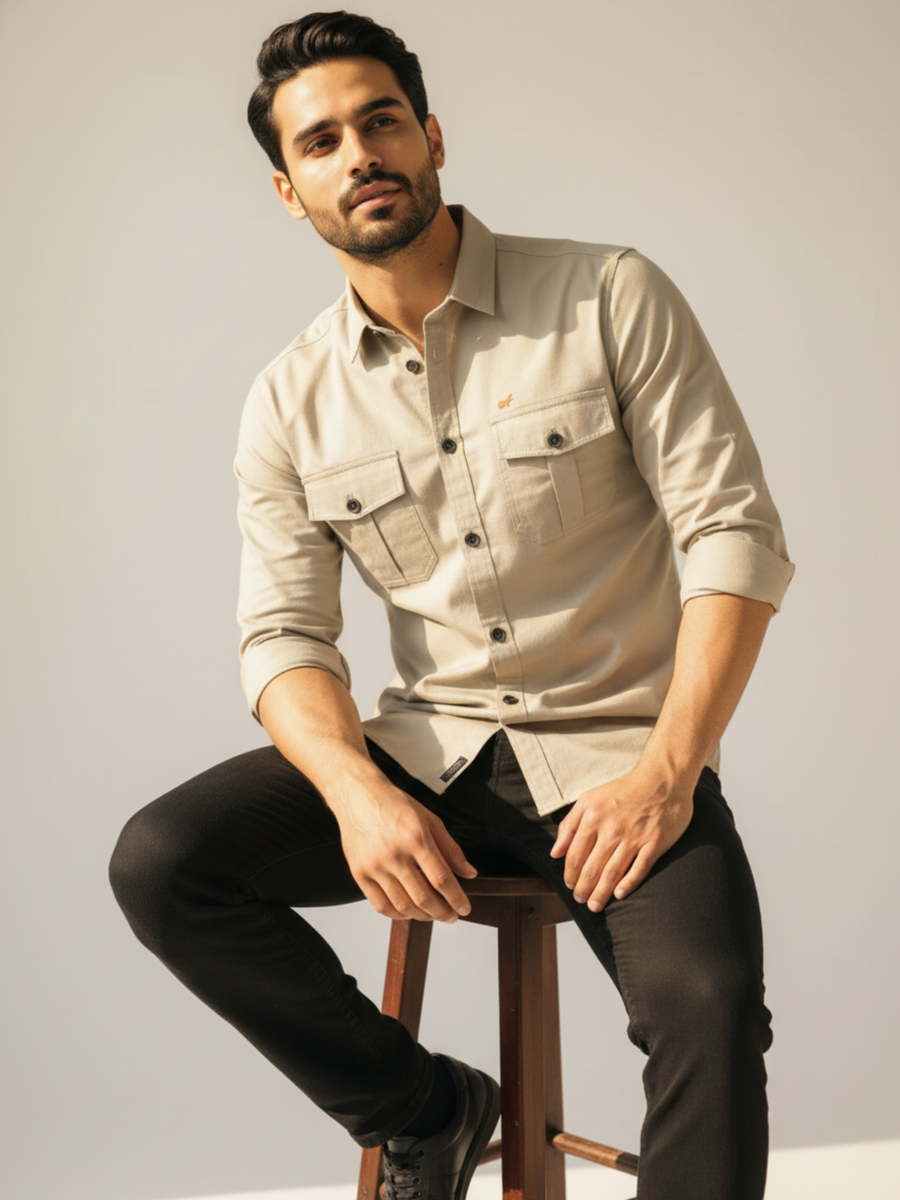 Camel Double Pocket Shirt