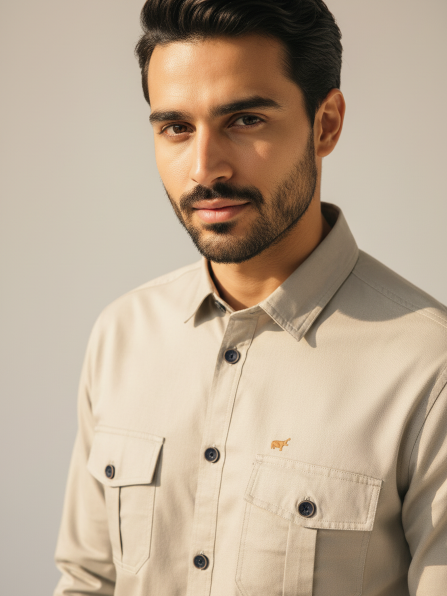 Camel Double Pocket Shirt