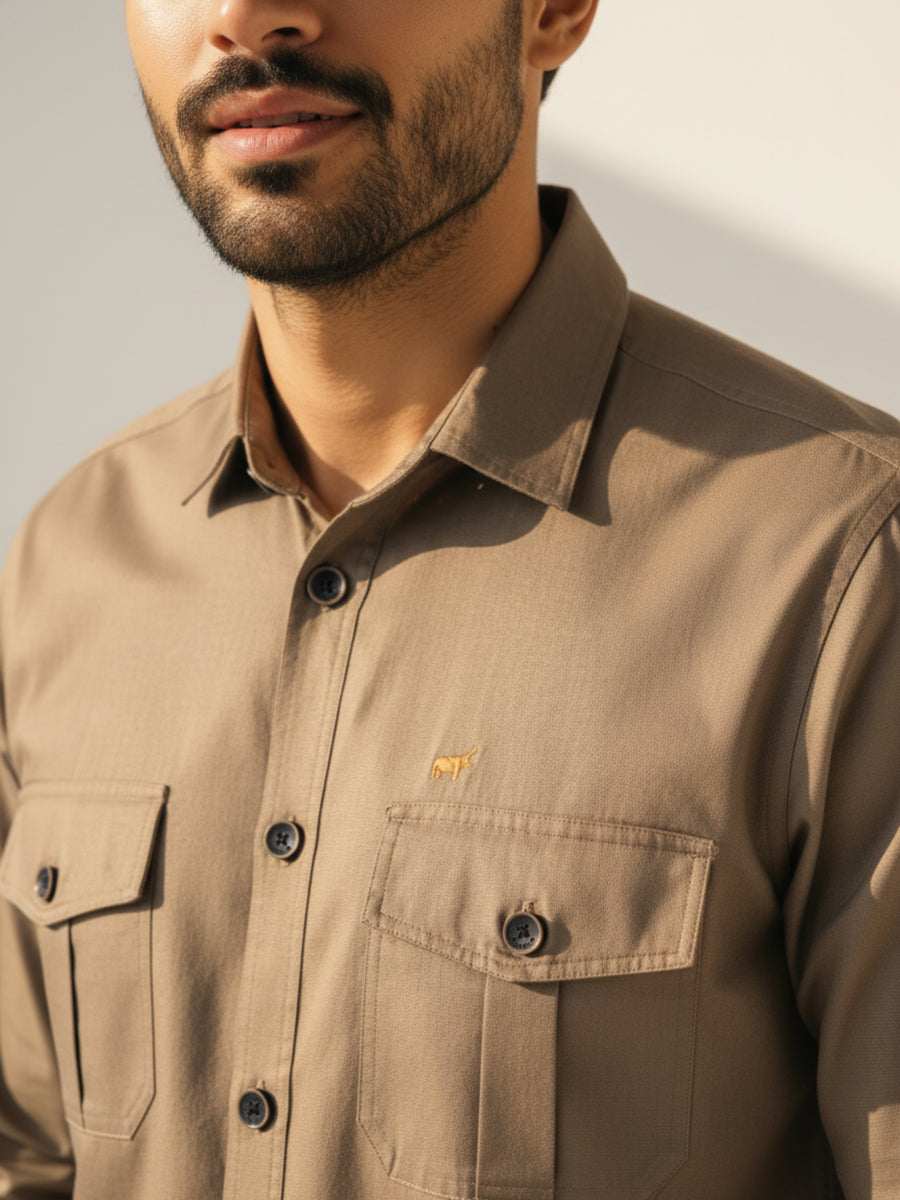 Dusk Brown Double Pocket Shirt