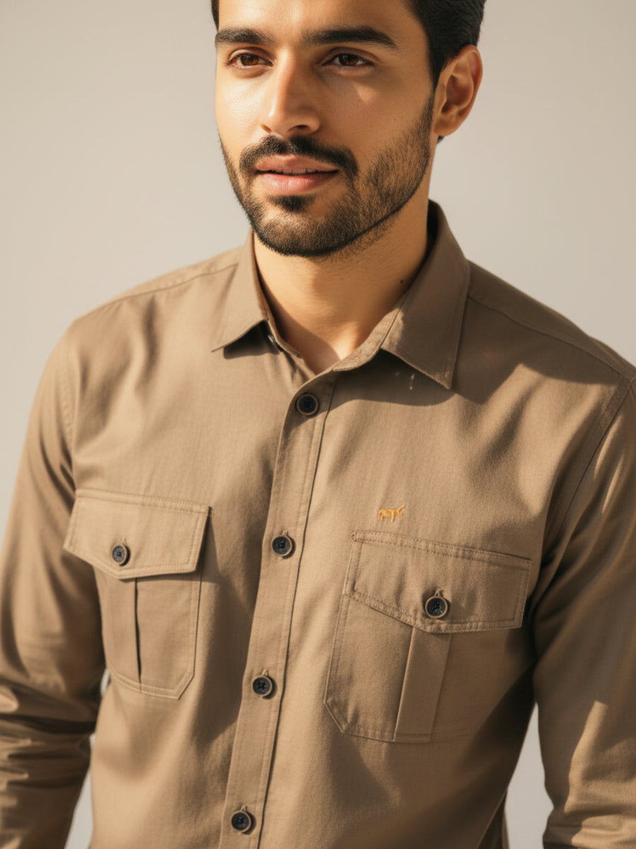 Dusk Brown Double Pocket Shirt