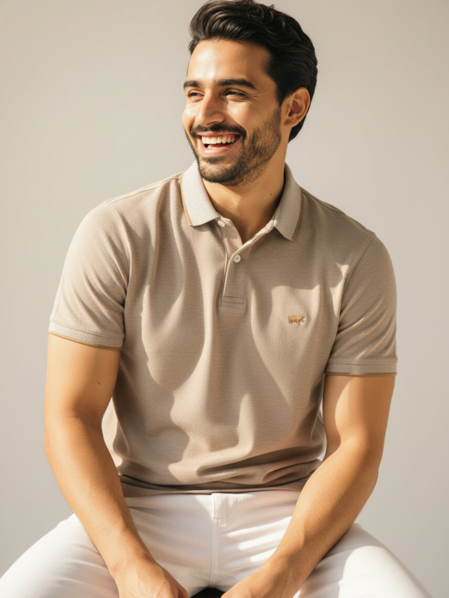 Melange Beige Polo Shirt