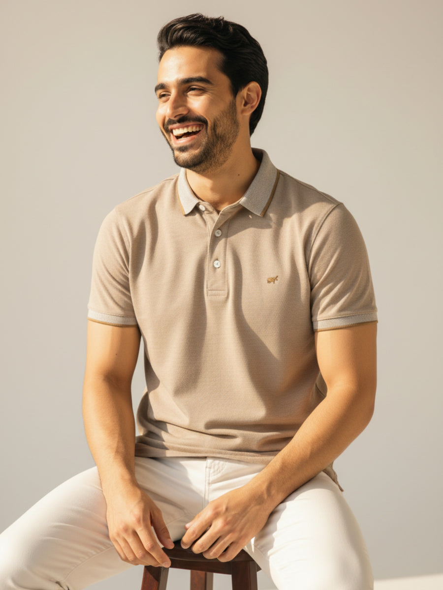 Melange Beige Polo Shirt