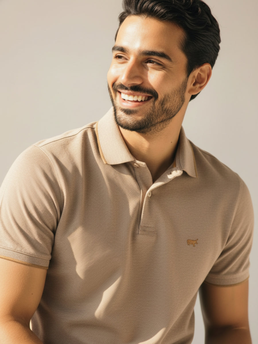 Melange Beige Polo Shirt