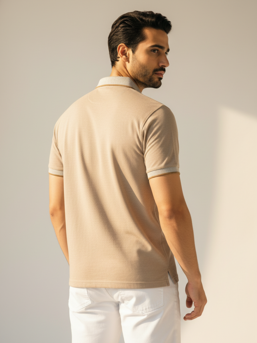 Melange Beige Polo Shirt